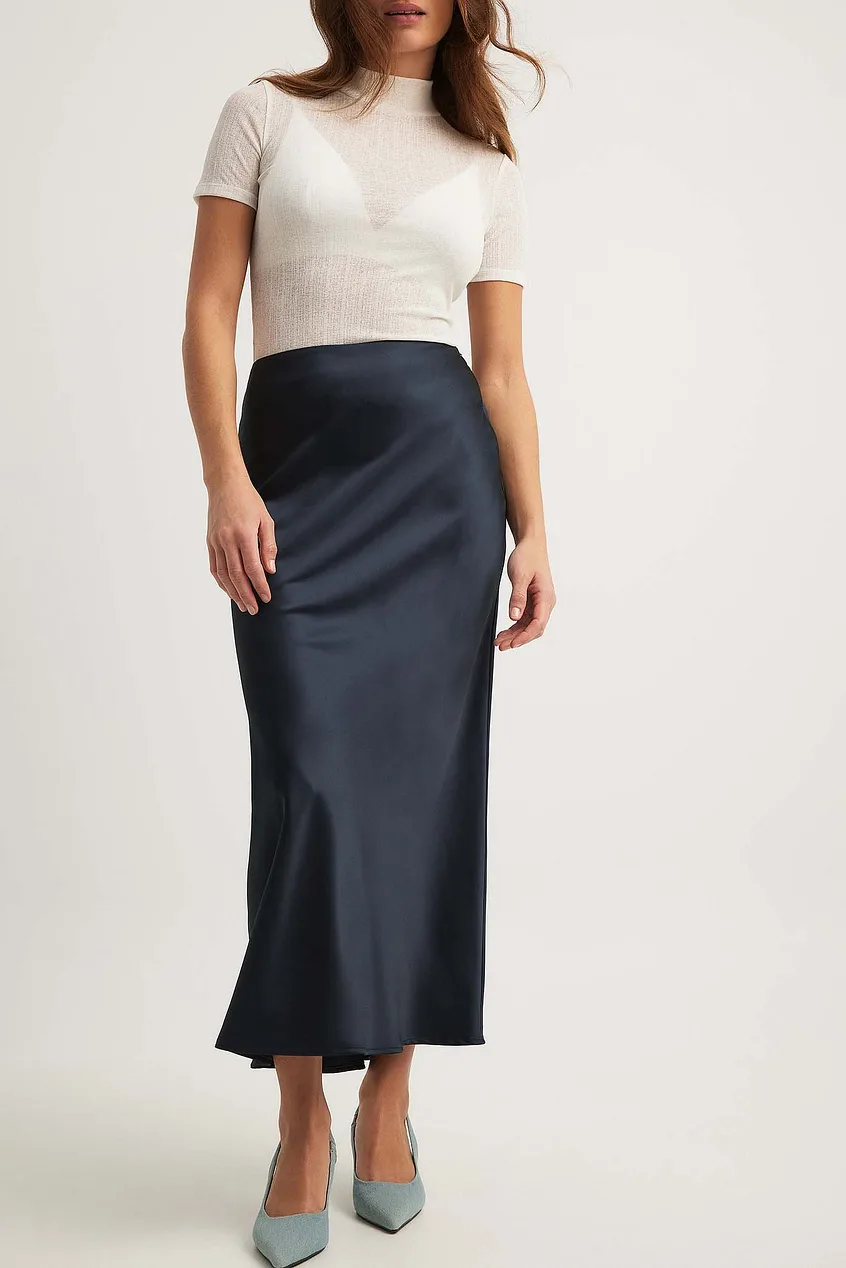Women's Maxi Skirt – Satin – A-Line – Elegant Long Cut – Shiny Finish - Image 12