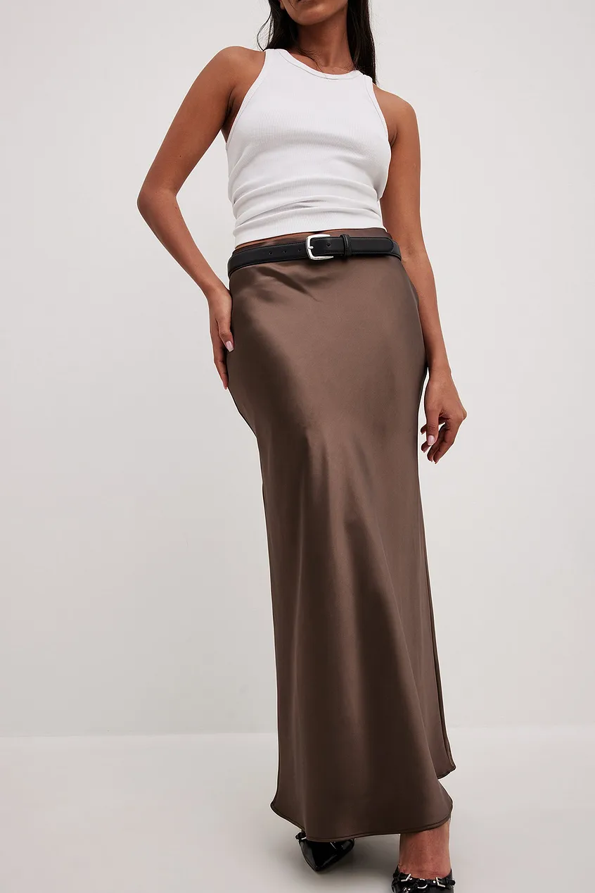 Women's Maxi Skirt – Satin – A-Line – Elegant Long Cut – Shiny Finish - Image 13