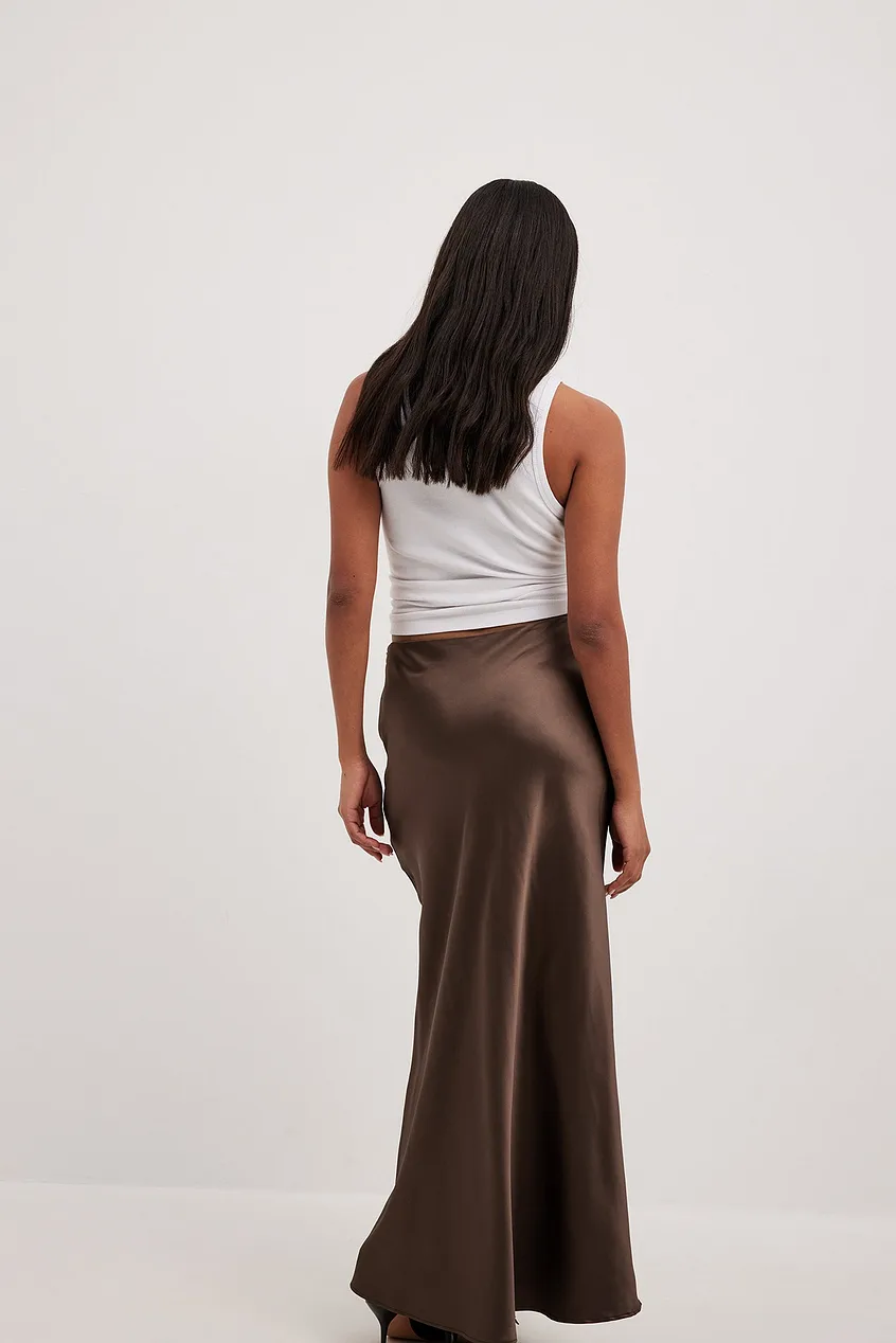 Women's Maxi Skirt – Satin – A-Line – Elegant Long Cut – Shiny Finish - Image 14