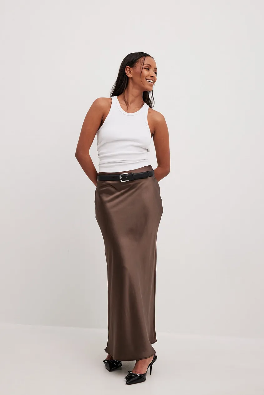 Women's Maxi Skirt – Satin – A-Line – Elegant Long Cut – Shiny Finish - Image 16