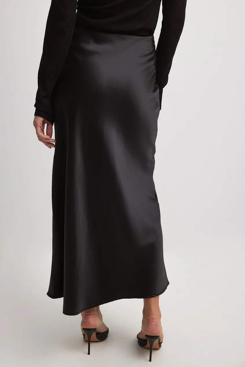 Women's Maxi Skirt – Satin – A-Line – Elegant Long Cut – Shiny Finish - Image 4