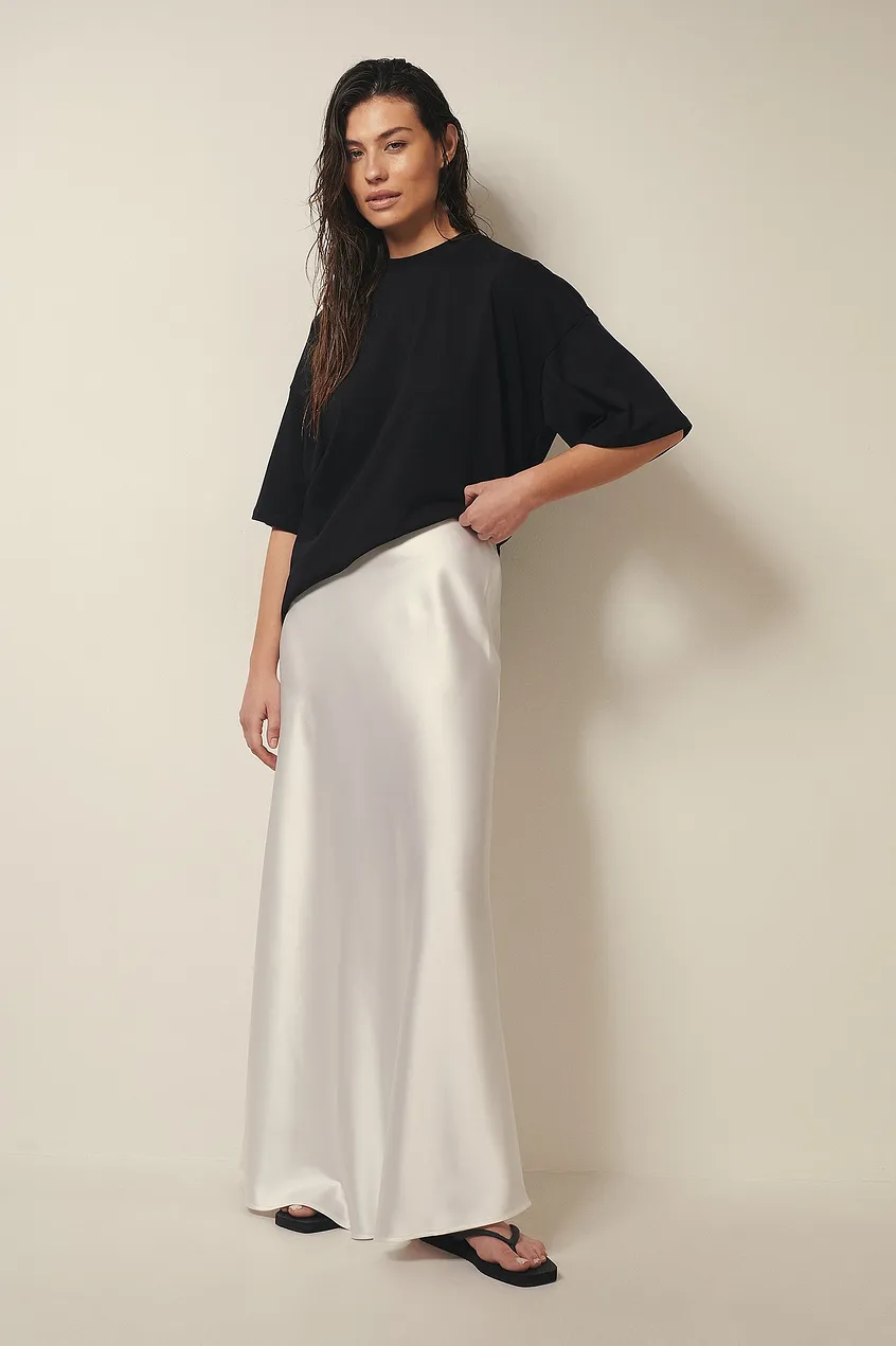 Women's Maxi Skirt – Satin – A-Line – Elegant Long Cut – Shiny Finish - Image 5