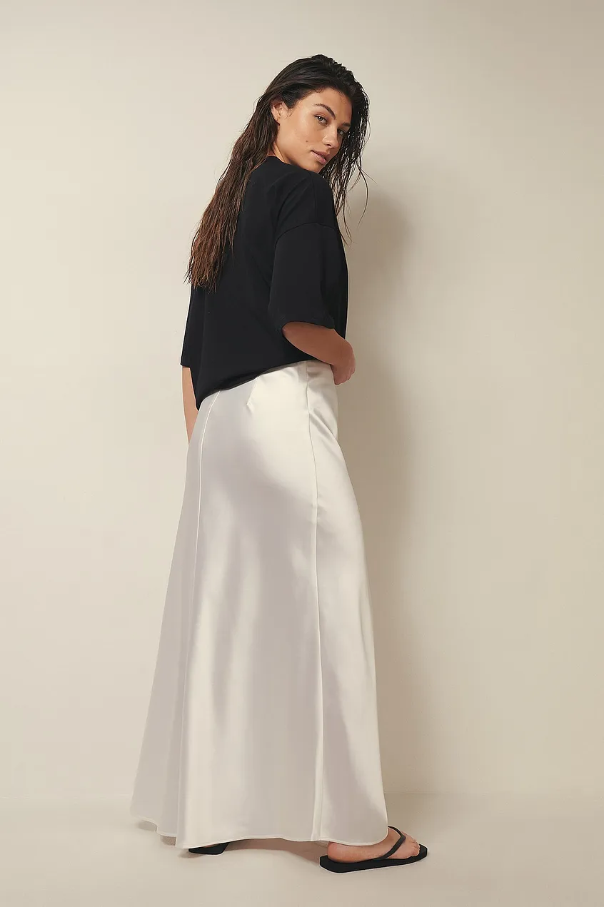 Women's Maxi Skirt – Satin – A-Line – Elegant Long Cut – Shiny Finish - Image 6