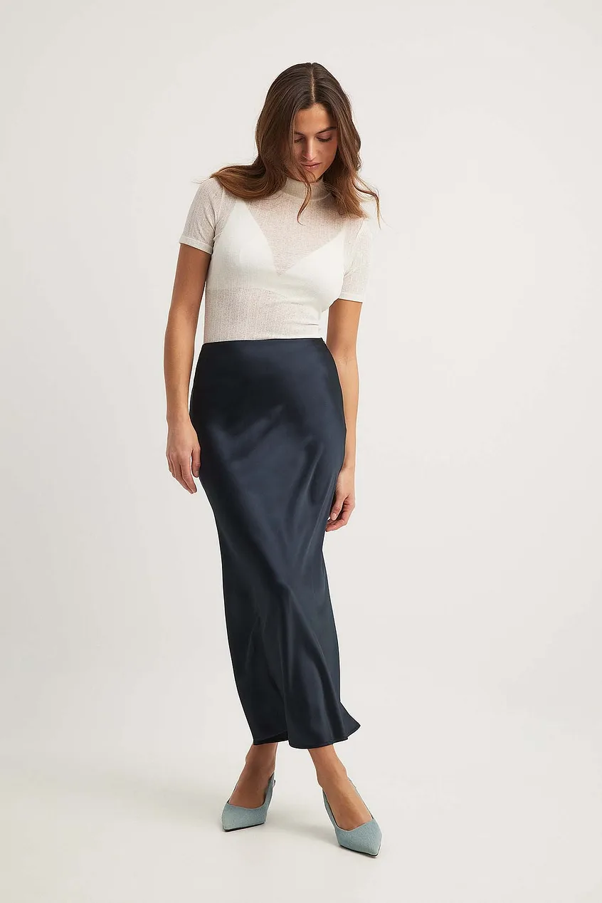 Women's Maxi Skirt – Satin – A-Line – Elegant Long Cut – Shiny Finish - Image 9