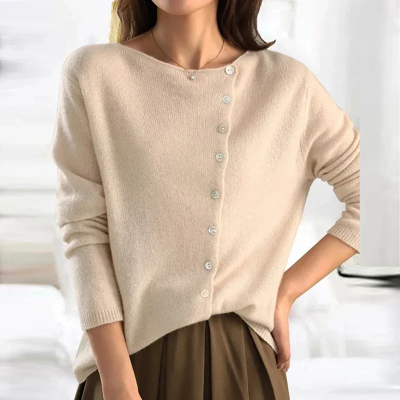 Women's Cardigan – Buttons – V-neck – Long Sleeves – Soft Knit Fabric - Image 5
