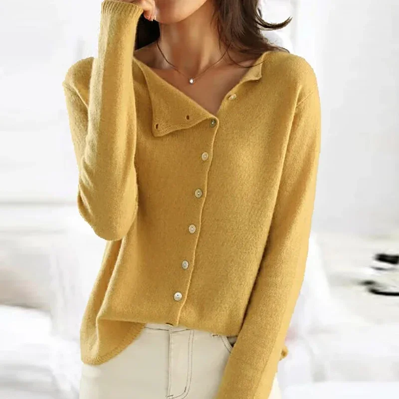 Women's Cardigan – Buttons – V-neck – Long Sleeves – Soft Knit Fabric - Image 7