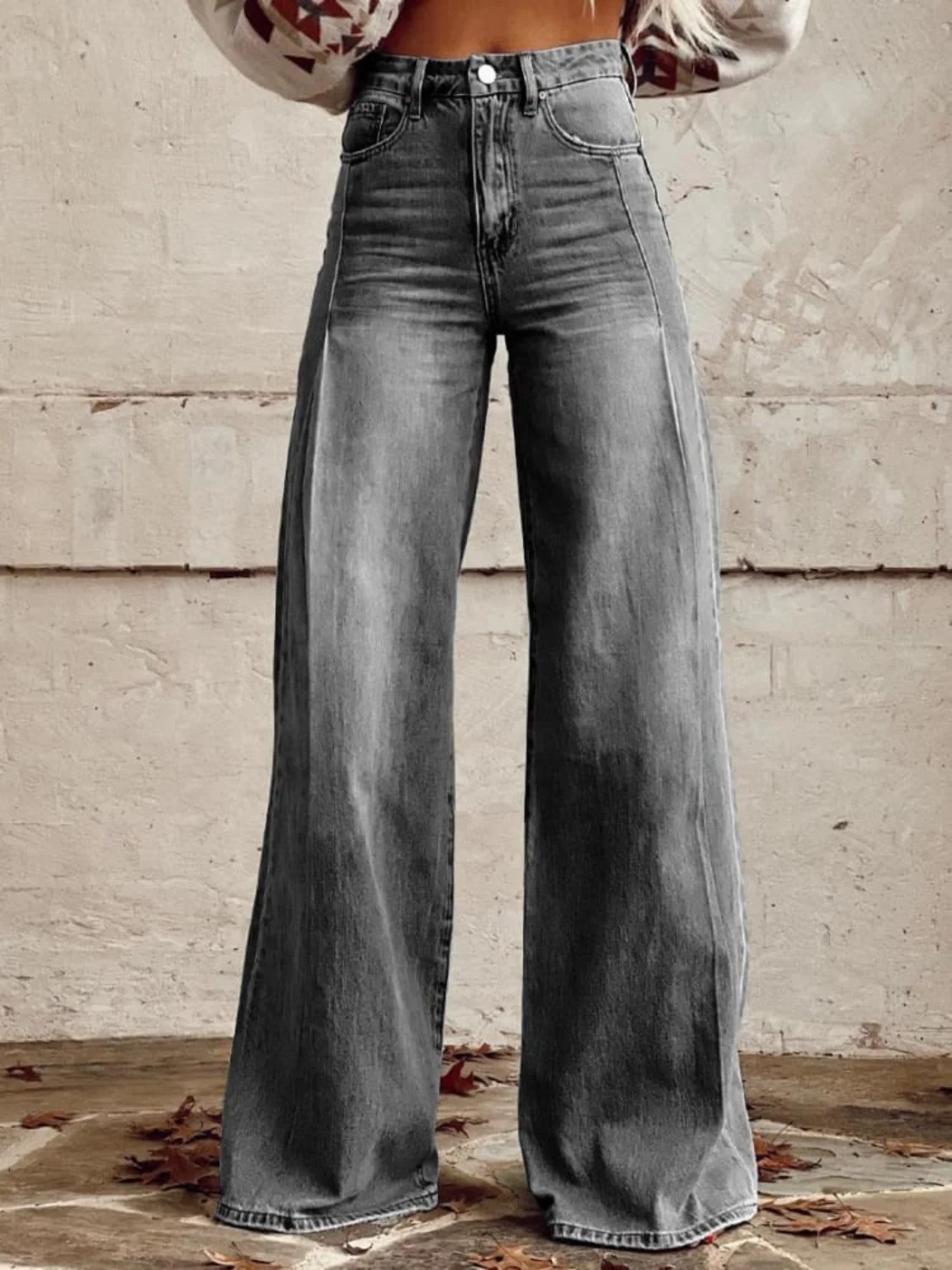 Ladies Jeans - High Waist - Wide Leg - Five Pockets - Casual Comfort Fit - Image 3