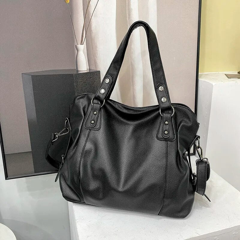 Women's Handbag - Genuine Leather - Spacious Model - Removable Shoulder Strap - Sturdy Handles - Image 3