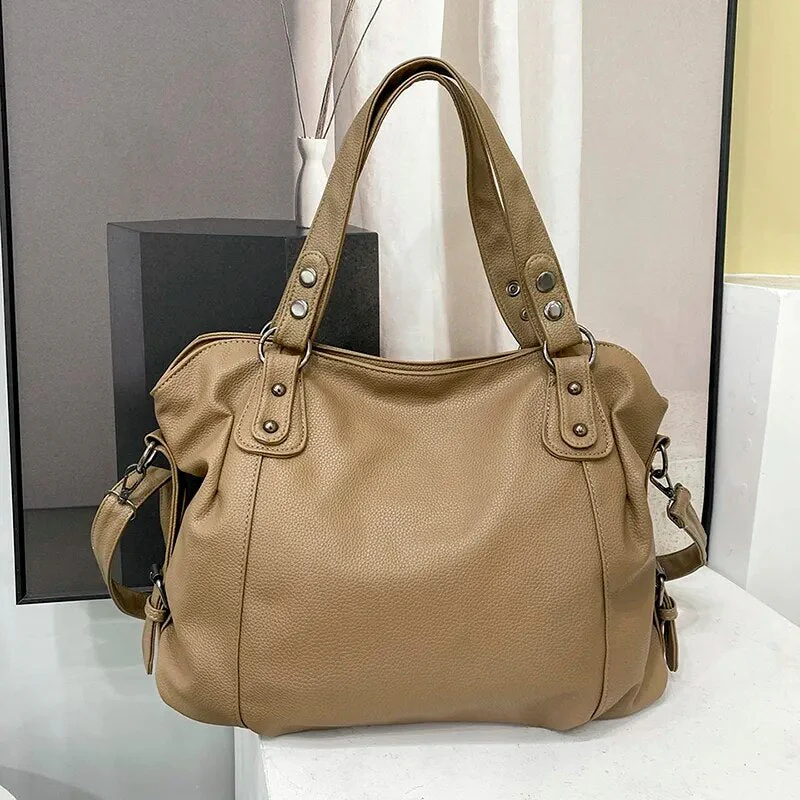 Women's Handbag - Genuine Leather - Spacious Model - Removable Shoulder Strap - Sturdy Handles - Image 5
