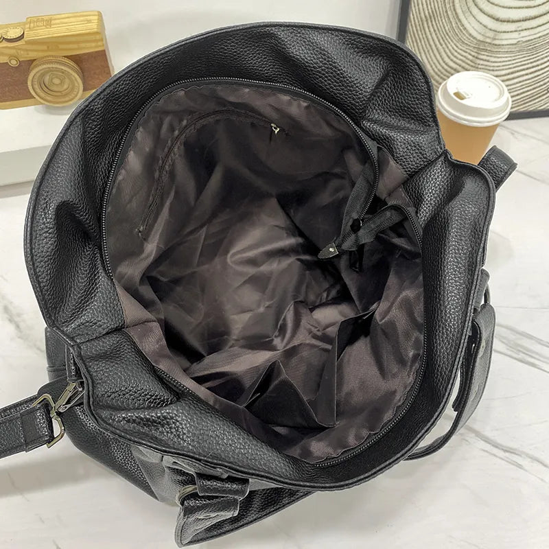 Women's Handbag - Genuine Leather - Spacious Model - Removable Shoulder Strap - Sturdy Handles - Image 7