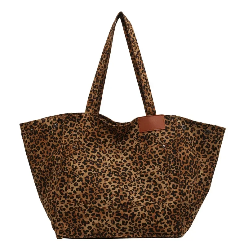 Ladies Shopper Bag - Roomy Model - Leopard Print - Canvas - Shoulder Handles - Image 7