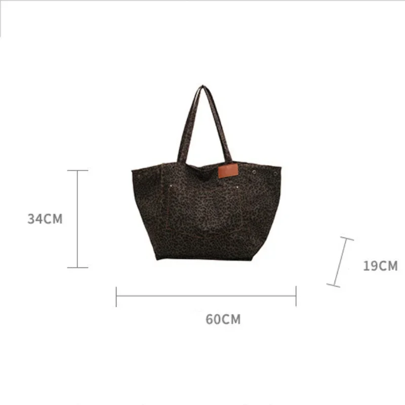Ladies Shopper Bag - Roomy Model - Leopard Print - Canvas - Shoulder Handles - Image 8