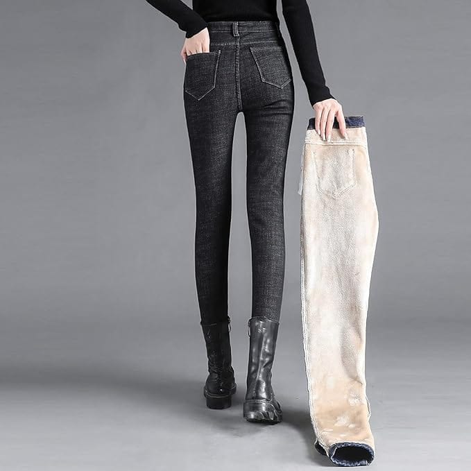 Ladies Jeans - Slim Fit - Fleece Lining - Stretch Denim - Cuffed Hems - Casual - Image 5