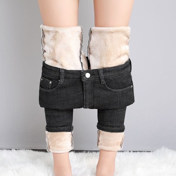 Ladies Jeans - Slim Fit - Fleece Lining - Stretch Denim - Cuffed Hems - Casual - Image 6