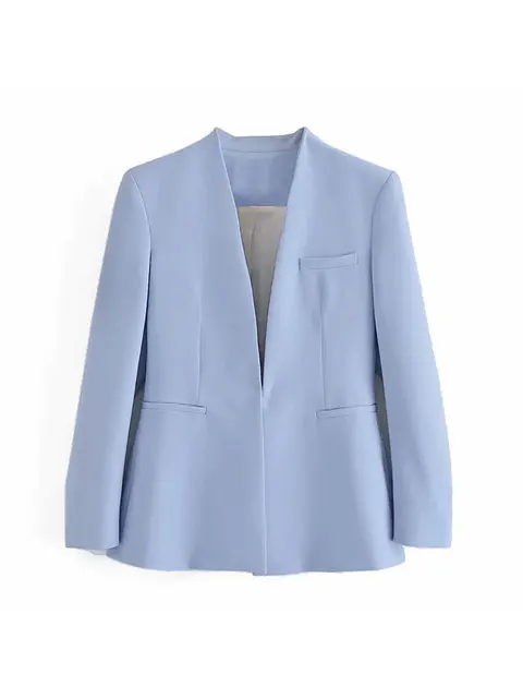 Women's Suit Set – Tailored Blazer with Single Closure – High Waist Trousers - Image 12