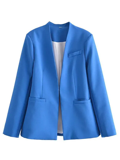 Women's Suit Set – Tailored Blazer with Single Closure – High Waist Trousers - Image 15