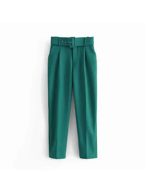 Women's Suit Set – Tailored Blazer with Single Closure – High Waist Trousers - Image 19