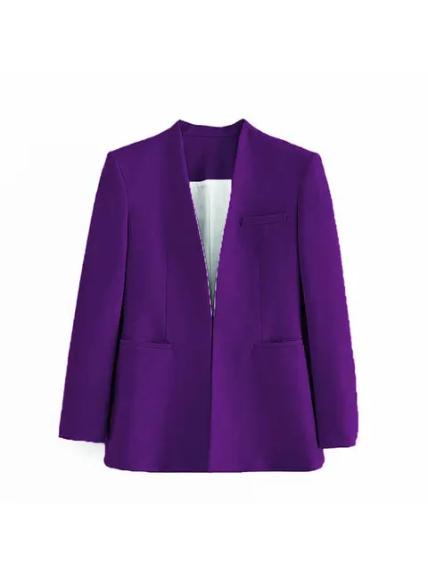 Women's Suit Set – Tailored Blazer with Single Closure – High Waist Trousers - Image 21