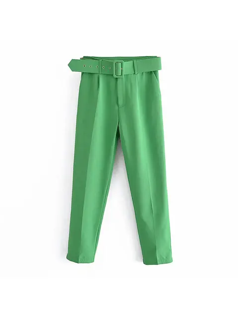 Women's Suit Set – Tailored Blazer with Single Closure – High Waist Trousers - Image 25