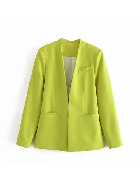 Women's Suit Set – Tailored Blazer with Single Closure – High Waist Trousers - Image 27