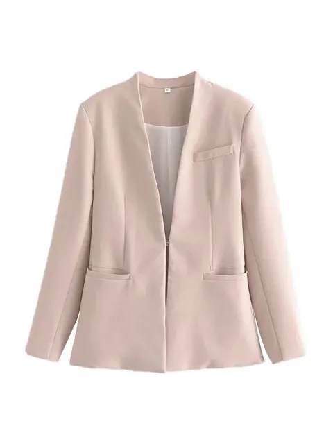 Women's Suit Set – Tailored Blazer with Single Closure – High Waist Trousers - Image 33