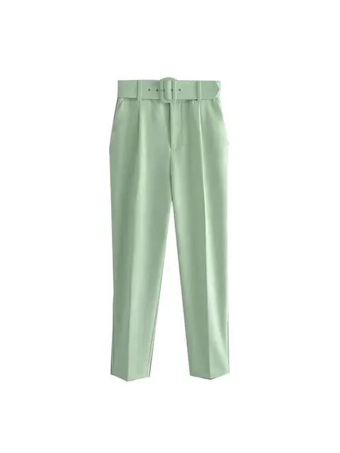 Women's Suit Set – Tailored Blazer with Single Closure – High Waist Trousers - Image 39