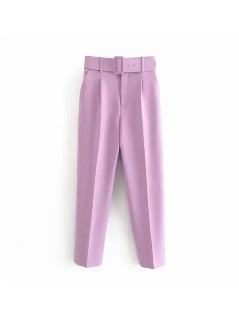 Women's Suit Set – Tailored Blazer with Single Closure – High Waist Trousers - Image 43