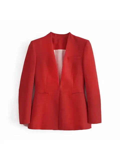 Women's Suit Set – Tailored Blazer with Single Closure – High Waist Trousers - Image 45