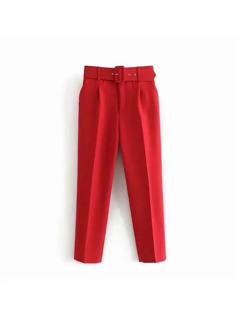Women's Suit Set – Tailored Blazer with Single Closure – High Waist Trousers - Image 46