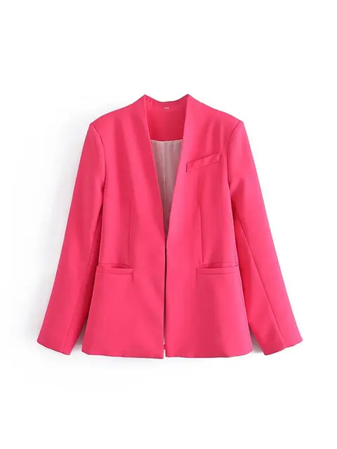 Women's Suit Set – Tailored Blazer with Single Closure – High Waist Trousers - Image 48