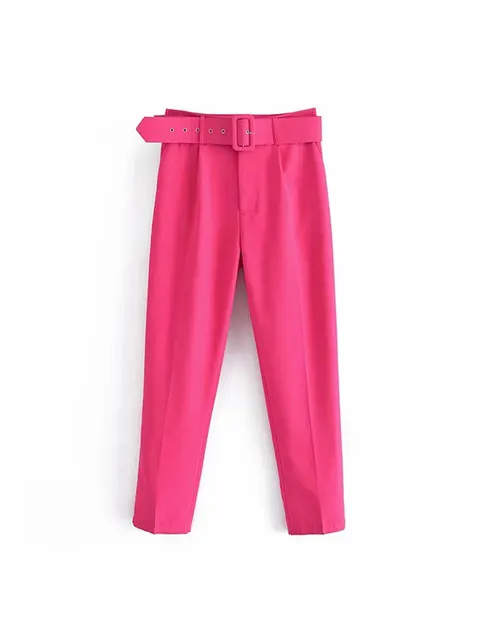 Women's Suit Set – Tailored Blazer with Single Closure – High Waist Trousers - Image 49