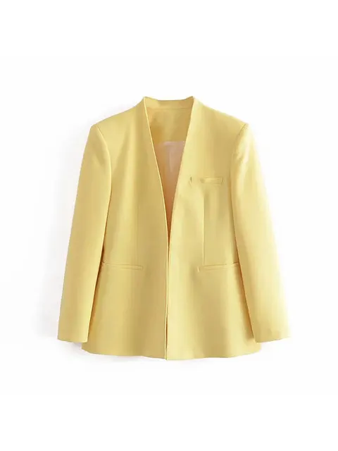 Women's Suit Set – Tailored Blazer with Single Closure – High Waist Trousers - Image 51