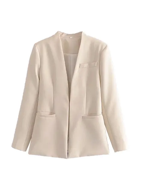 Women's Suit Set – Tailored Blazer with Single Closure – High Waist Trousers - Image 6
