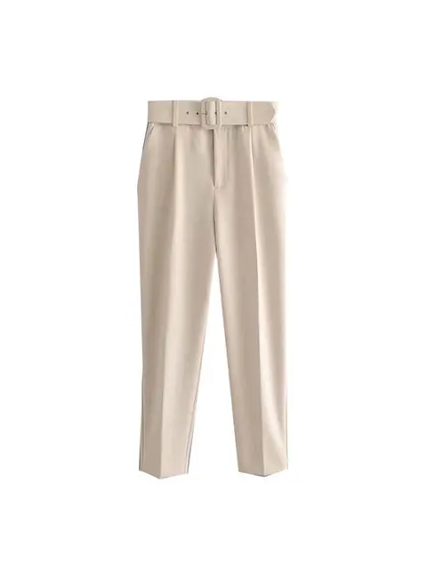Women's Suit Set – Tailored Blazer with Single Closure – High Waist Trousers - Image 7