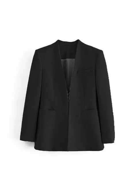 Women's Suit Set – Tailored Blazer with Single Closure – High Waist Trousers - Image 9