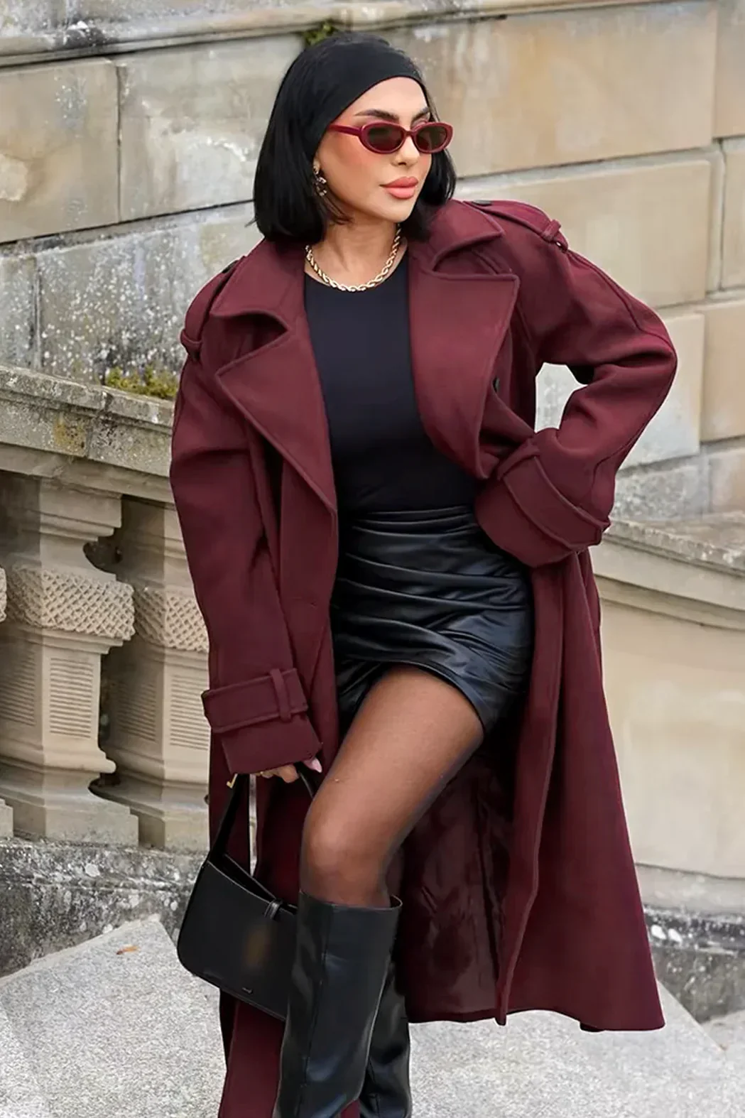 Romee - Classy Burgundy Coat - Image 2