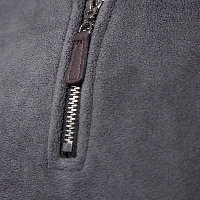 Men's Half-Zip Sweater - Fleece - Regular Fit - High Collar - Long Sleeve Casual Wear - Image 5