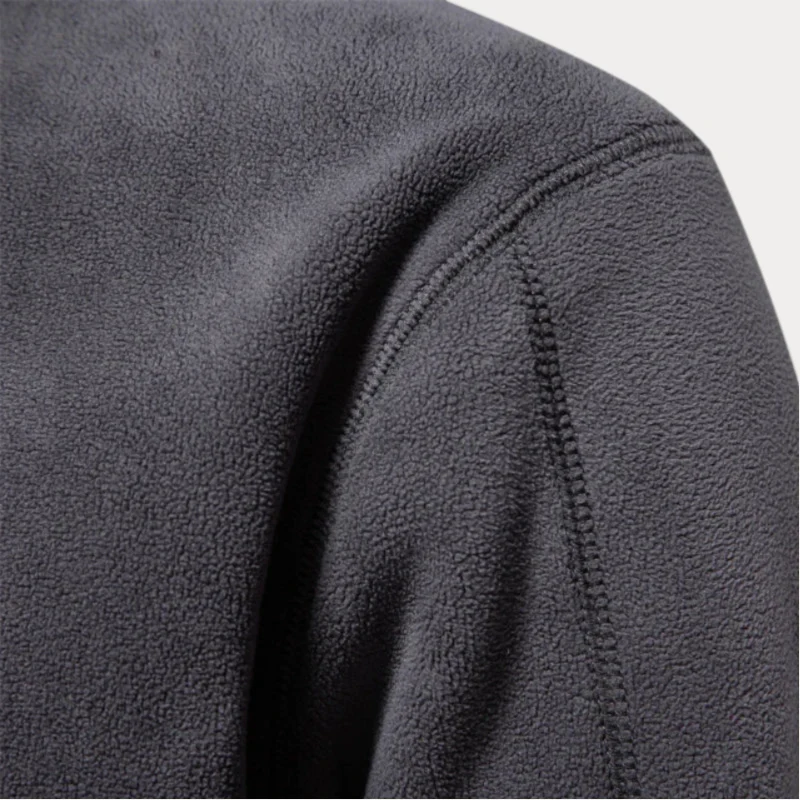 Men's Half-Zip Sweater - Fleece - Regular Fit - High Collar - Long Sleeve Casual Wear - Image 6