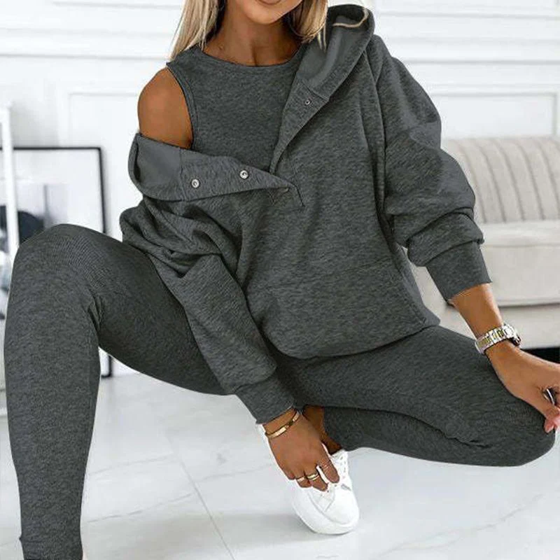 Women's Loungewear Set – Hoodie with Kangaroo Pocket – High Waist Legging – Soft Fabrics - Image 3