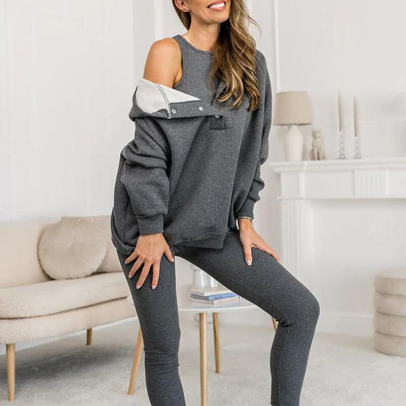 Women's Loungewear Set – Hoodie with Kangaroo Pocket – High Waist Legging – Soft Fabrics - Image 9