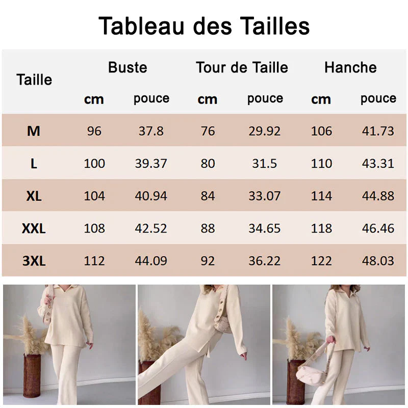 Ladies Loungewear Set - Knitted - Oversized Sweater with V-neck - Wide Pants - Soft Stretch - Image 10