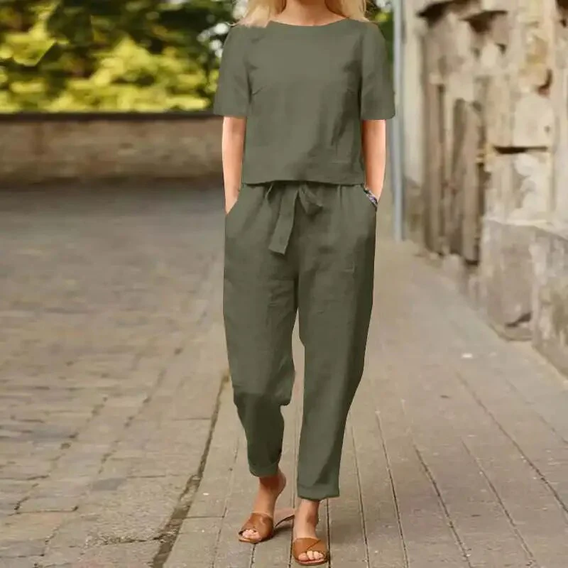 Ladies Two-Piece Set – Loose-Fitting Top – High Waist Pants – Elastic Waistband - Image 5