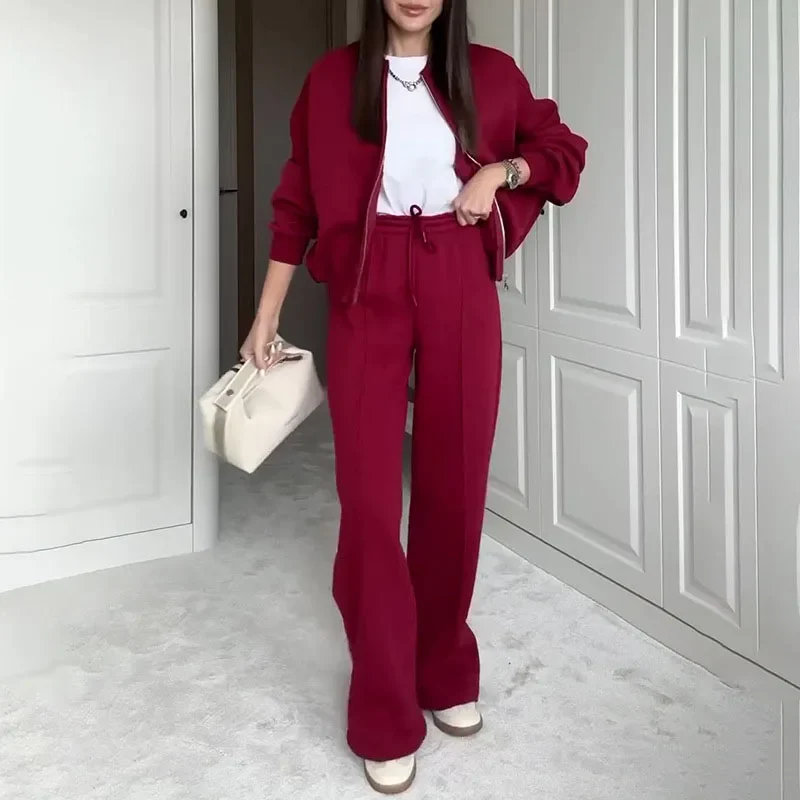 Women's Tracksuit – Relaxed Fit – Soft Fabric – Zipper Closure – Elastic Waistband - Image 10