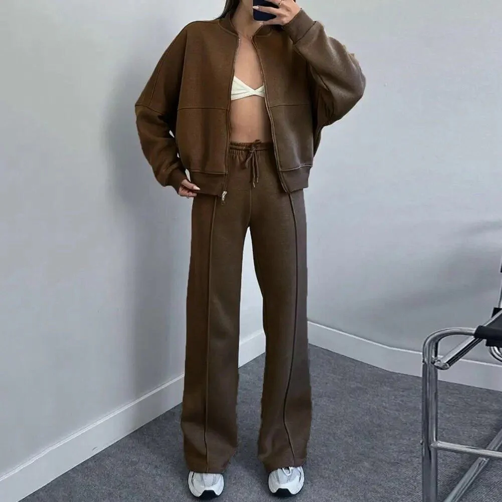Women's Tracksuit – Relaxed Fit – Soft Fabric – Zipper Closure – Elastic Waistband - Image 8