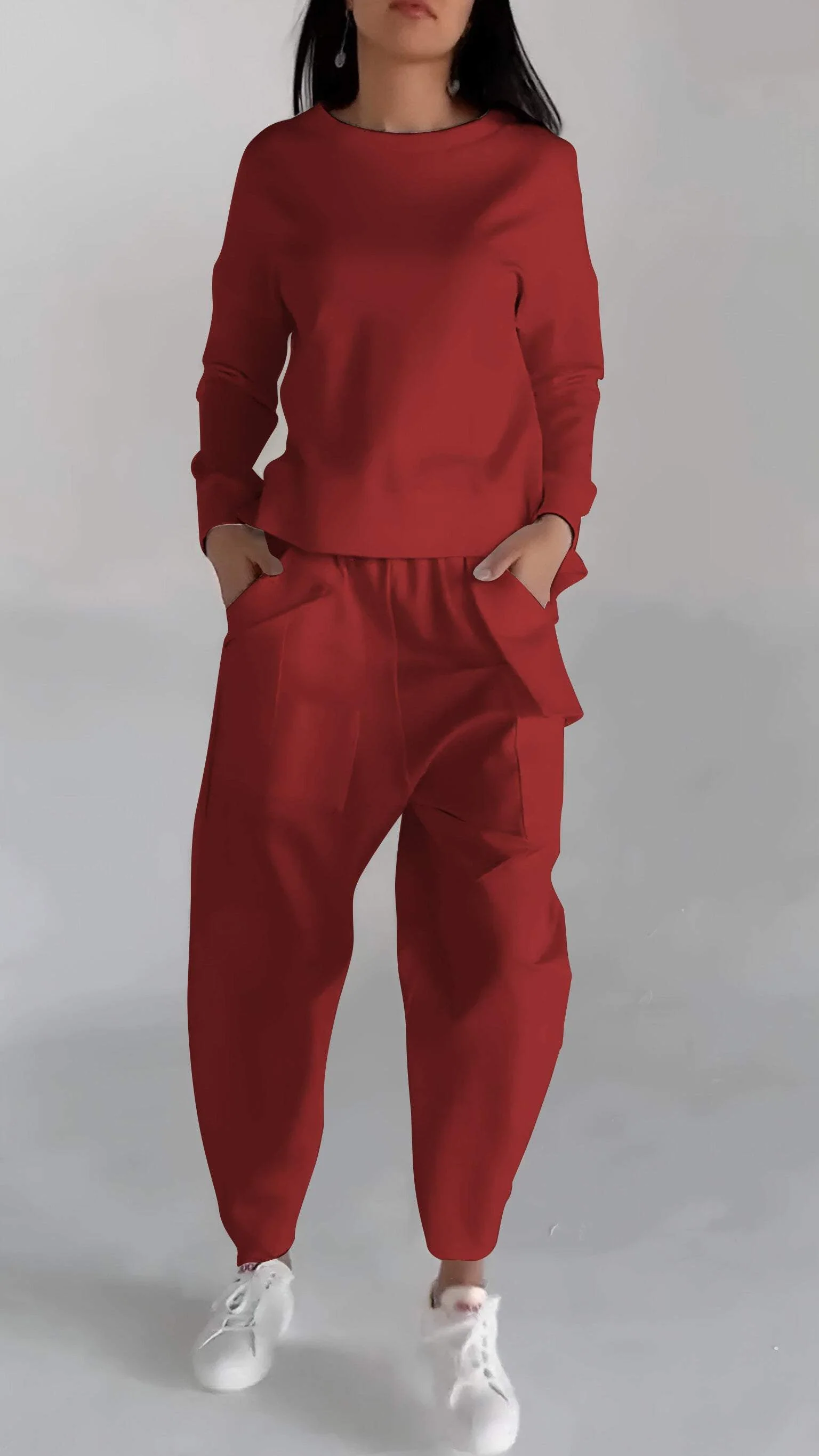 Ladies Two-Piece Set – Oversized Top with Bow Detail – Straight Tailored Trousers – Comfort Fit - Image 10