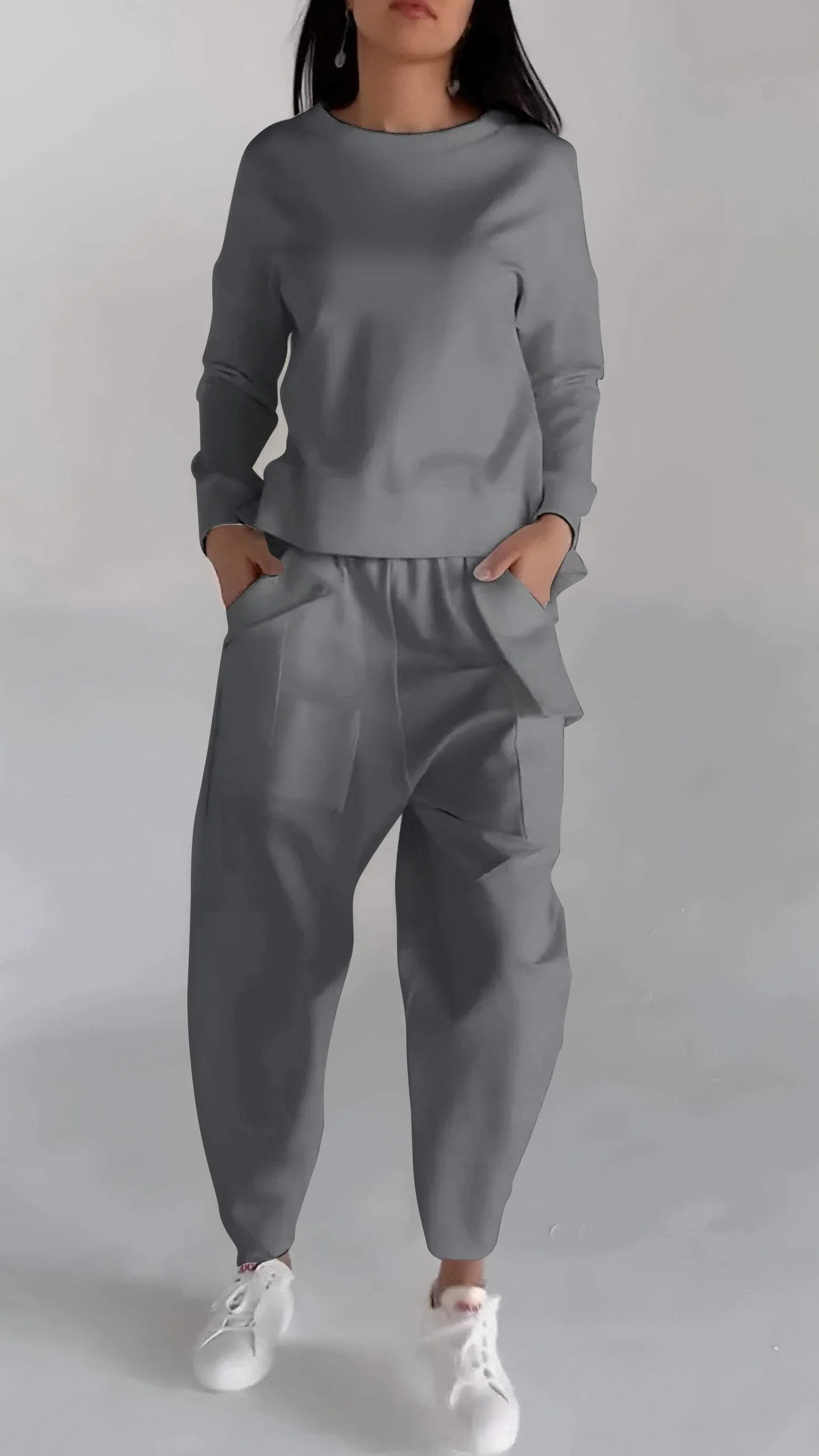 Ladies Two-Piece Set – Oversized Top with Bow Detail – Straight Tailored Trousers – Comfort Fit - Image 13