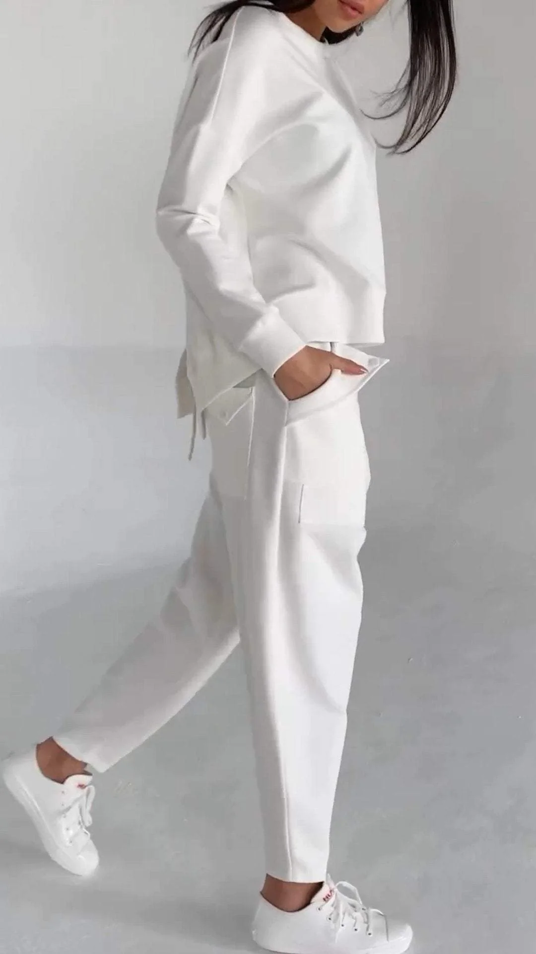 Ladies Two-Piece Set – Oversized Top with Bow Detail – Straight Tailored Trousers – Comfort Fit - Image 2