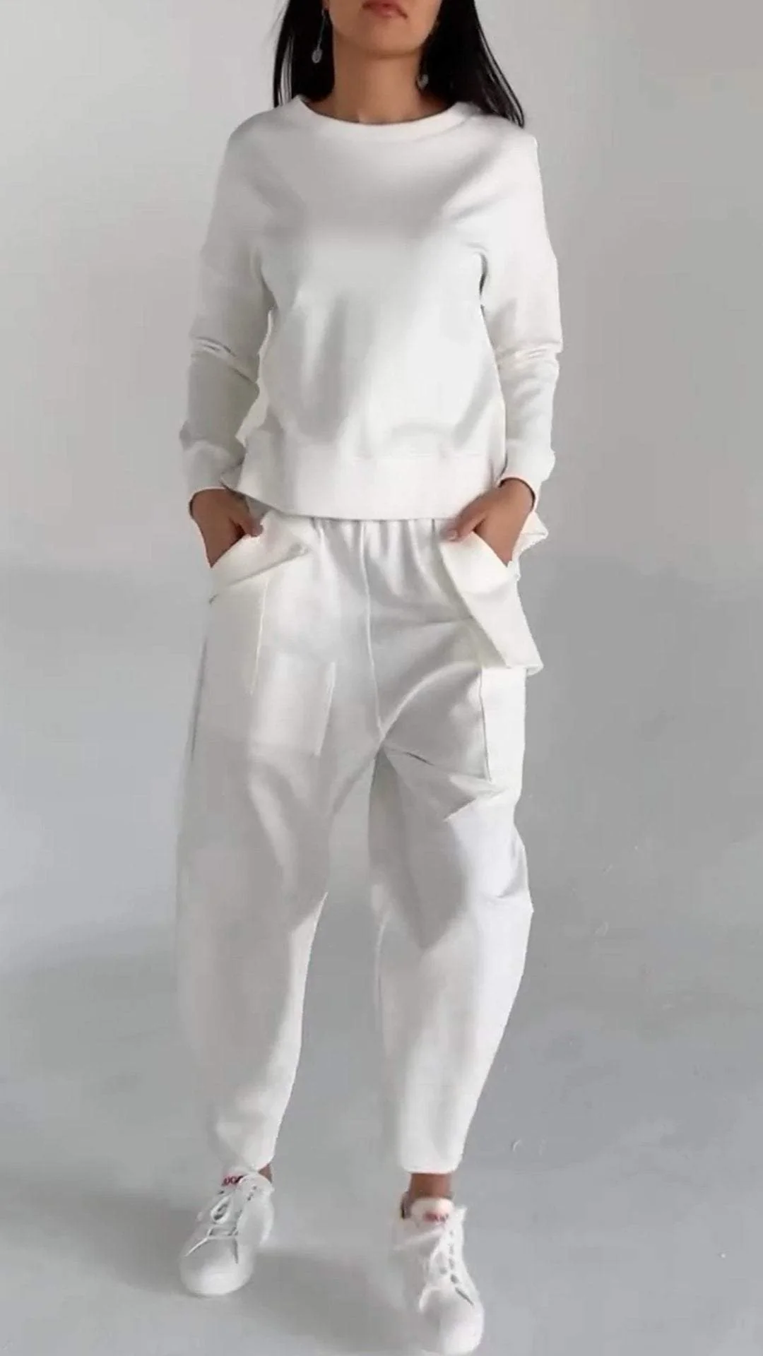 Ladies Two-Piece Set – Oversized Top with Bow Detail – Straight Tailored Trousers – Comfort Fit - Image 5