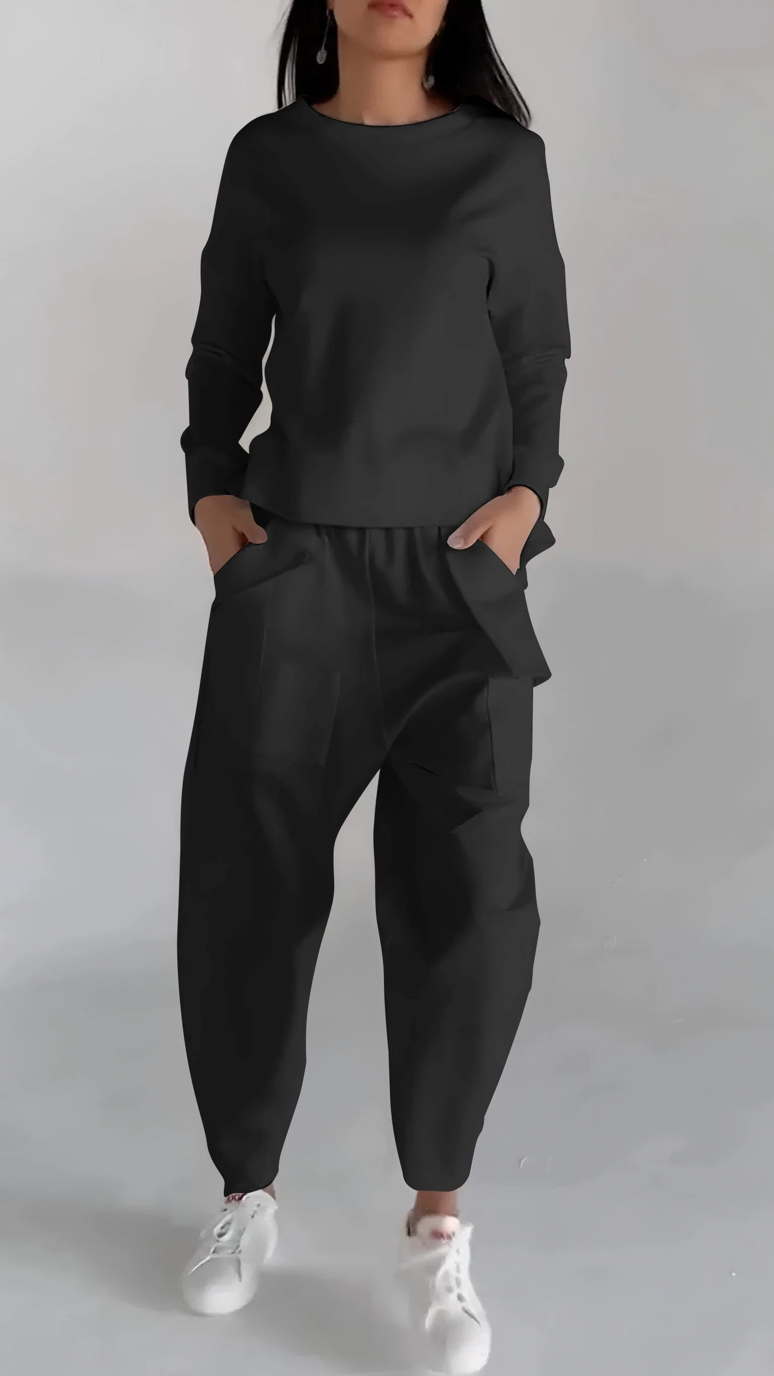 Ladies Two-Piece Set – Oversized Top with Bow Detail – Straight Tailored Trousers – Comfort Fit - Image 6
