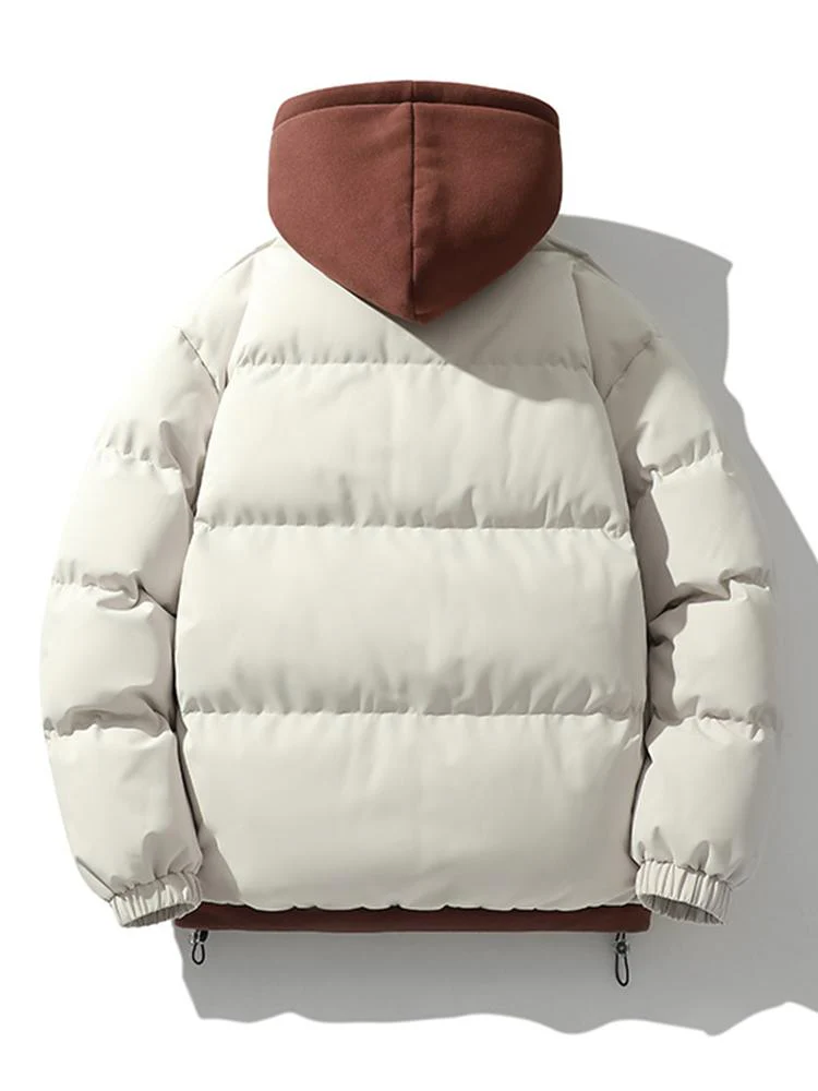 Men's Puffer Jacket - Quilted with Hood - Zipper Closure - Ribbed Cuffs - Warm Lining - Image 10
